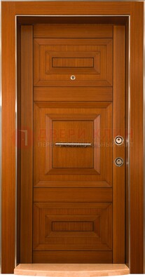 Коричневая входная дверь c МДФ панелью ЧД-10 в частный дом в Климовске