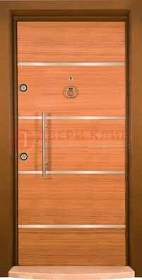 Коричневая входная дверь c МДФ панелью ЧД-11 в частный дом в Климовске