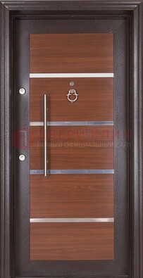 Коричневая входная дверь c МДФ панелью ЧД-27 в частный дом в Климовске
