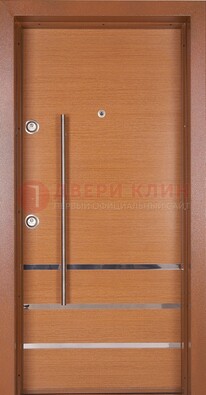 Коричневая входная дверь c МДФ панелью ЧД-31 в частный дом в Климовске