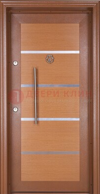 Коричневая входная дверь c МДФ панелью ЧД-33 в частный дом в Климовске