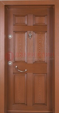 Коричневая входная дверь c МДФ панелью ЧД-34 в частный дом в Климовске