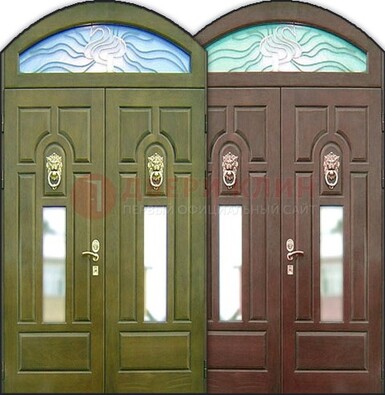 Стальная арочная дверь со стеклом ДА-17 для монолитного дома в Фрязино