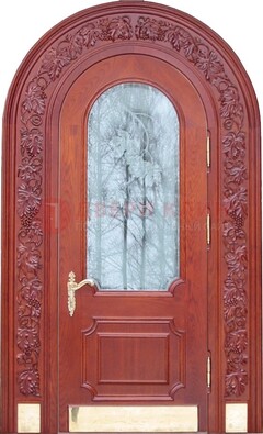 Толстая металлическая арочная дверь со стеклом ДА-20 в Климовске