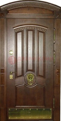 Хорошая стальная арочная дверь с декоративным элементом ДА-23 в Климовске