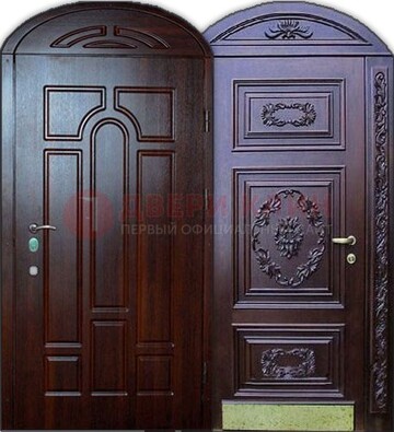 Стильная железная арочная дверь с декоративным элементом ДА-24 в Ставрополе