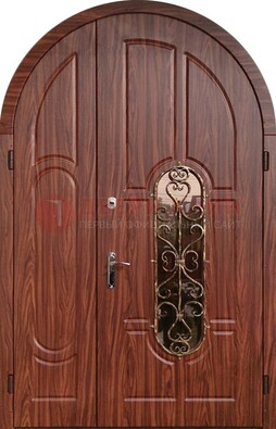 Арочная двухстворчатая стальная дверь Винорит ДА-54 в Климовске