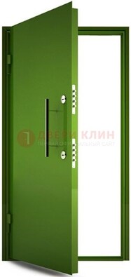 Зеленая металлическая бронированная дверь ДБ-8 в Климовске