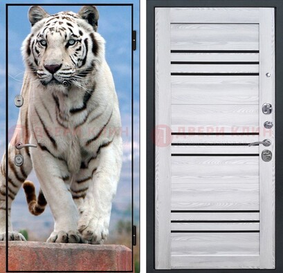 Стальная дверь с фотопечатью тигра ДФ-12 в Белгороде