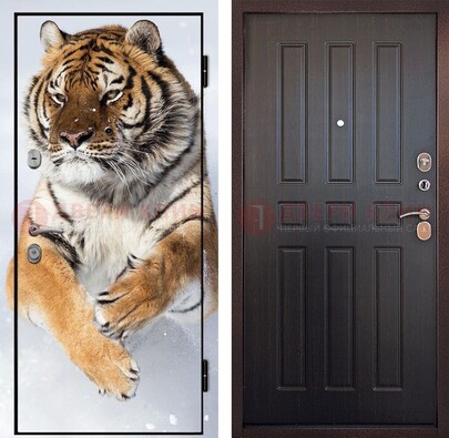 Металлическая дверь с фотопечатью тигра ДФ-1 в Климовске