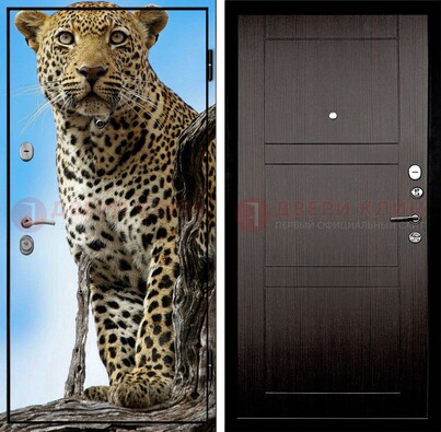 Железная дверь с рисунком гепарда снаружи ДФ-27 в Дубне