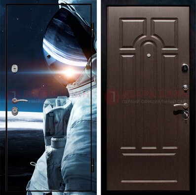 Стальная дверь с фотопечатью космонавта ДФ-4 в Климовске
