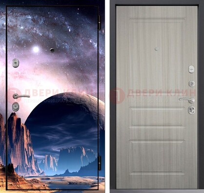 Железная дверь с фотопечатью космоса и планеты ДФ-50 в Климовске