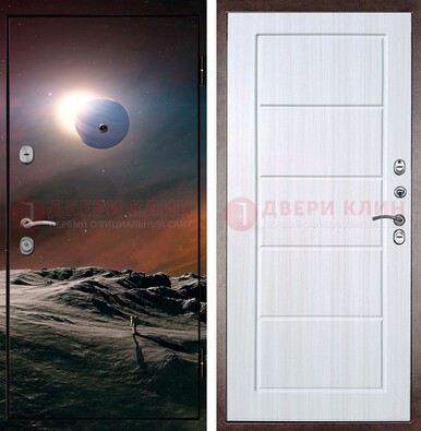 Стальная дверь с фотопечатью планет ДФ-8 в Климовске