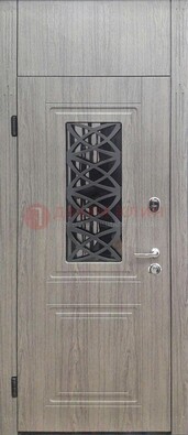 Металлическая дверь Винорит стекло и ковка с фрамугой ДФГ-33 в Климовске