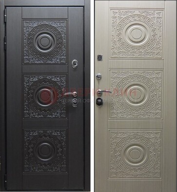 Темная стальная дверь с МДФ ДМ-161 для коттеджа в Климовске