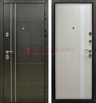 Морозостойкая темная металлическая дверь с МДФ ДМ-164 в Климовске