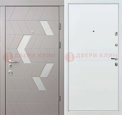 Светлая металлическая дверь с терморазрывом и МДФ панелью ДМ-190 в Климовске