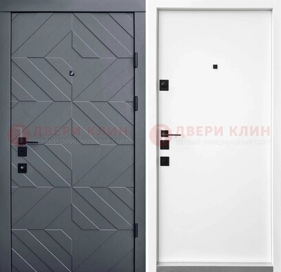 Темная уличная дверь с филенчатой МДФ внутри ДМ-205 в Климовске