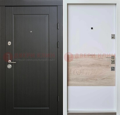 Черная металлическая дверь с белой МДФ внутри ДМ-230 в Климовске