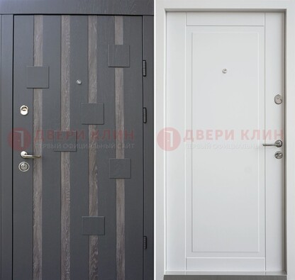 Темная металлическая дверь c белом МДФ внутри ДМ-231 в Климовске