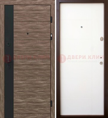 Коричневая входная дверь с черной вставкой МДФ ДМ-239 в Климовске