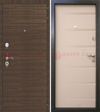 Коричневая  железная дверь c фрезерованной МДФ ДМ-248 в Климовске