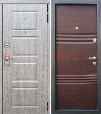 Серая филенчатая входная дверь МДФДМ-252 в Климовске