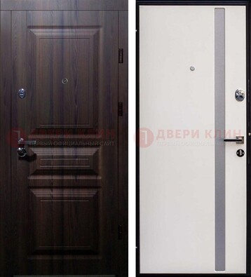 Темная филенчатая входная дверь c МДФ и стеклянной вставкой ДМ-254 в Климовске