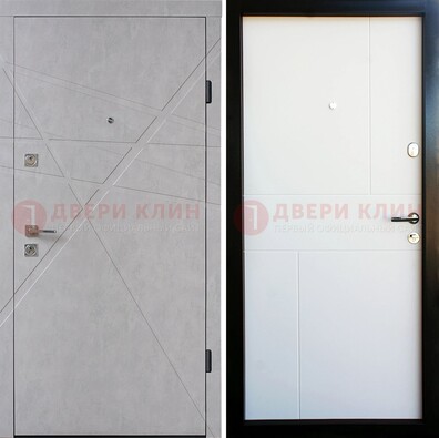 Серая входная дверь белым МДФ внутри ДМ-259 в Климовске