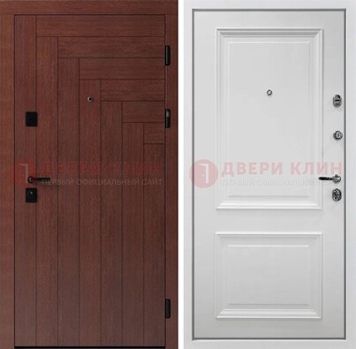 Входная металлическая филенчатая дверь Темный орех МДФ ДМ-276 в Краснознаменске