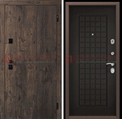 Металлическая коричневая дверь с МДФ темным внутри ДМ-286 в Климовске