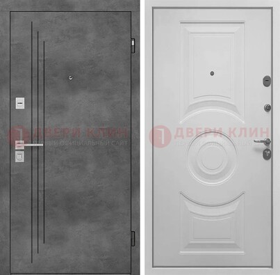 Металлическая серая дверь с МДФ светло-серой внутри ДМ-287 в Климовске