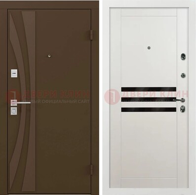 Стальная коричневая дверь с МДФ панелями ДМ-293 в Климовске