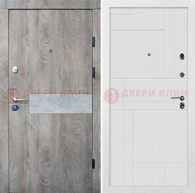 Серая металлическая дверь с белой МДФ внутри ДМ-297 в Климовске