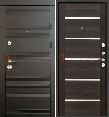 Черная металлическая входная дверь и внутри коричневый МДФ ДМ-301 в Климовске