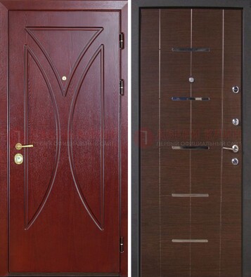 Темно-красная железная дверь с МДФ ДМ-370 в Климовске