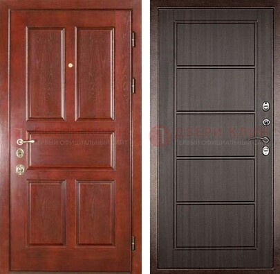Красная металлическая дверь с МДФ в квартиру ДМ-387 в Климовске