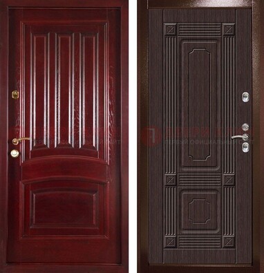 Красная стальная дверь с филенчатой МДФ ДМ-398 в Климовске