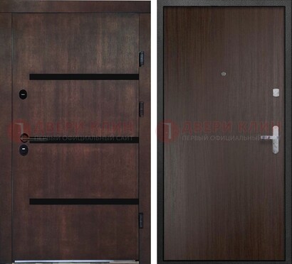 Темная стальная дверь с МДФ в стиле хайтек ДМ-414 в Лыткарино