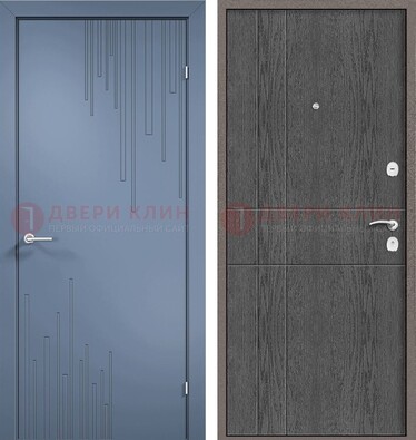 Синяя металлическая дверь МДФ в квартиру ДМ-434 в Климовске