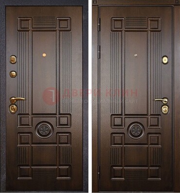 Квартирная коричневая железная дверь с МДФ ДМ-45 в Климовске