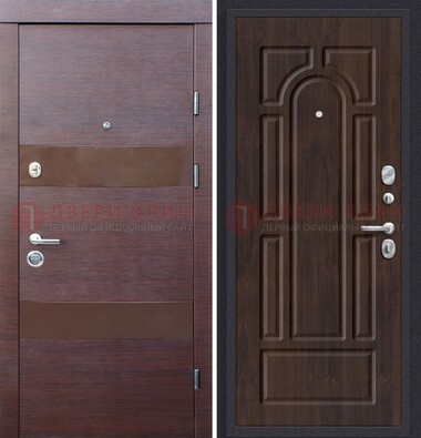 Железная дверь с коричневыми МДФ ДМ-464 в Климовске
