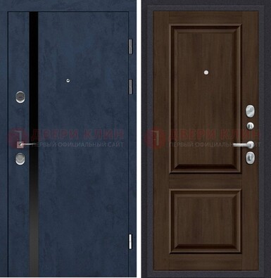 Синяя входная дверь МДФ с обеих сторон ДМ-473 в Климовске