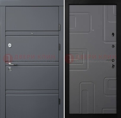 Серая металлическая дверь с МДФ в квартиру ДМ-485 