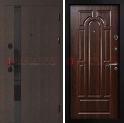 Темная входная дверь с МДФ панелями в квартиру ДМ-499 в Климовске