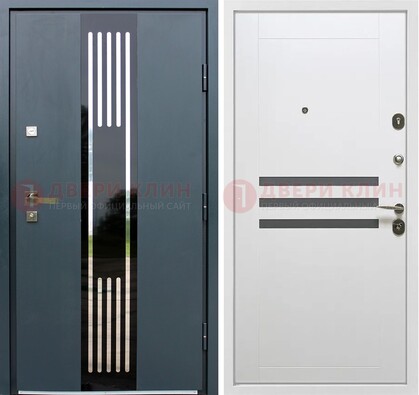 Темная квартирная дверь с разными МДФ ДМ-504 в Климовске