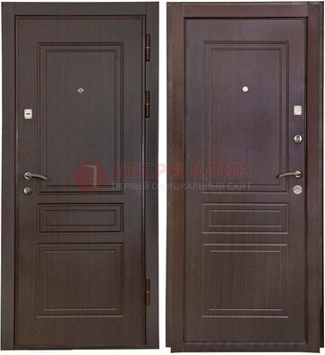 Антивандальная коричневая железная дверь с МДФ ДМ-61 в Климовске