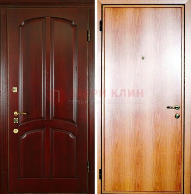 Темная железная дверь с массивом дуба ДМД-13 в Климовске