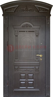 Темная уличная дверь с массивом дуба с узором ДМД-58 в Климовске